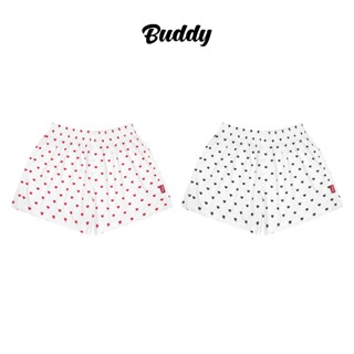 [BUDDY] Quần đùi ngủ kate nam nữ họa tiết TRÁI TIM mặc nhà form thoải mái - LOVE BOXER