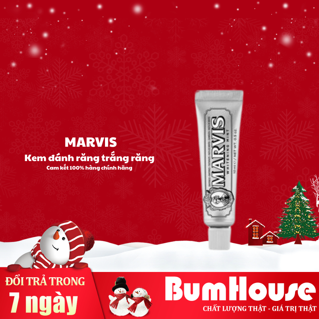 [Mini size 10ml] Kem Đánh Răng Marvis Whitening dưỡng trắng, khử mùi tiện lợi mang đi du lịch 10ml