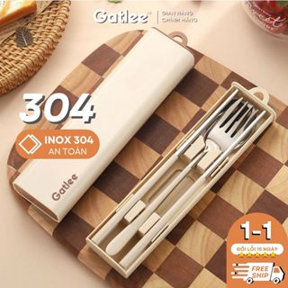 Bộ hộp thìa đũa inox 304 Gatlee cá nhân có gài và khoá hộp chắc chắn DUA3M