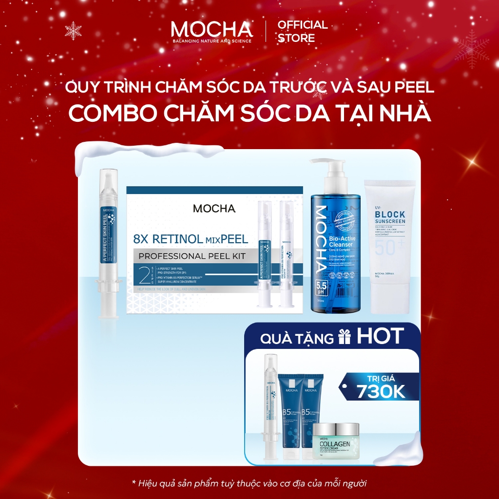 Combo Cao Cấp Gồm (1 Peel Da Mocha + 1 Sữa Rửa Mặt Bio Active + 1 Kem Chông Nắng) chính hãng