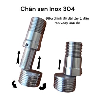 Chân sen tắm Inox 304 tùy chỉnh độ dài, đầu ren xoay 360 độ