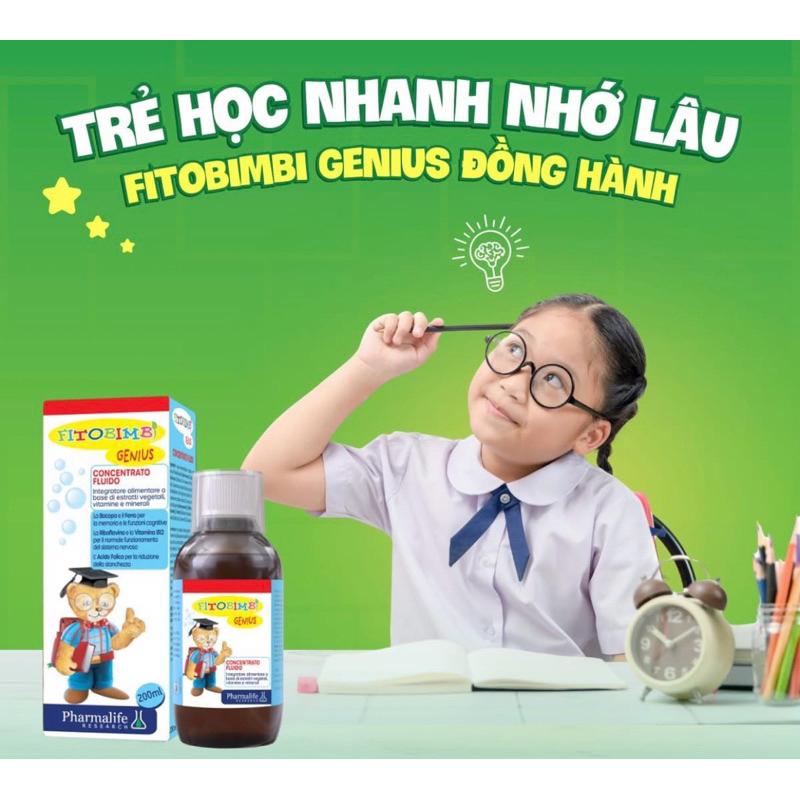 Fitobimbi Genius -  Hỗ trợ trẻ tăng cường nhận thức, ghi nhớ tốt; tăng sức bền, giảm stress, mệt mỏi