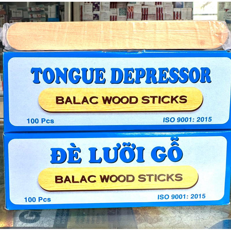 QUE ĐÈ LƯỠI GỖ HỘP 100 CÁI TỐT DÙNG ĐÈ LƯỠI