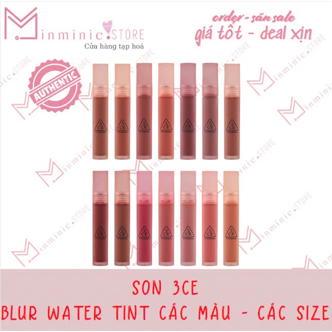 Son 3CE Blur Water Tint các màu - các size