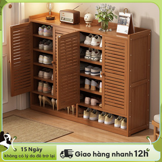 LACCOHUG Tủ giày 7/8 tầng Kệ giày bằng tre Tủ lưu trữ giày có cửa
