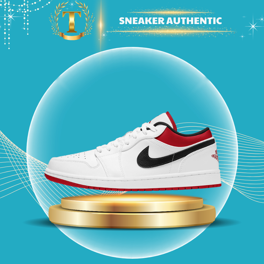 Giày_Air Jordan 1 Low White University Red Black