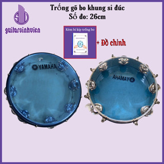  Trông gõ bo yamaha viền đen ốc lục giác - Khung si đúc mạ inox - Kèm đồ chỉnh - Vành 26cm 