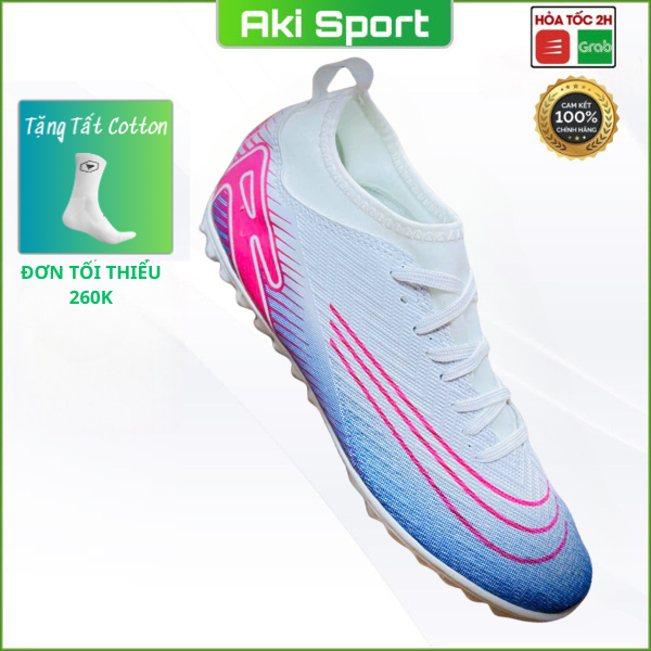 Giày đá bóng MTC Vapor 16 Trắng Xanh cổ chun thể thao chính hãng