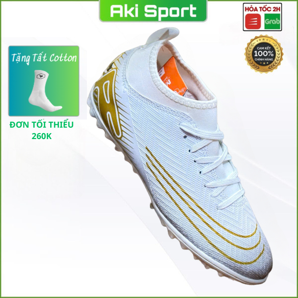 Giày đá bóng MTC Vapor 16 Trắng Vàng cổ chun thể thao chính hãng