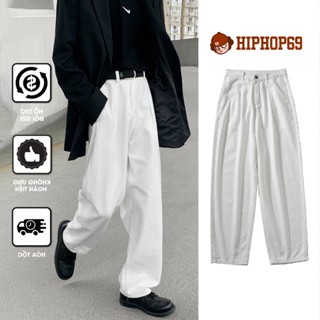 Quần ống rộng Unisex nam nữ quần baggy chất liệu denim màu trắng phong cách Nhật Bản oversize Q162