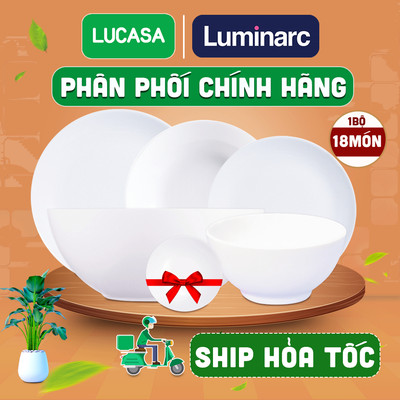 Bộ Bàn Ăn Thủy Tinh Luminarc Diwali Trắng Tô Chén Đĩa 18 Món - BODI18M | Phân Phối Chính Hãng