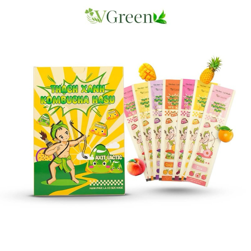 Thạch Xanh Kombucha Hasu Mix vị Hộp 525gr