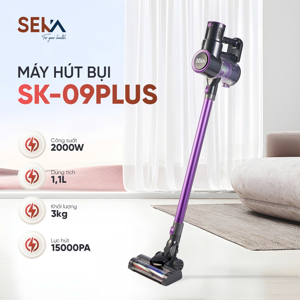 Máy hút bụi cầm tay Seka SK 09 Plus Max, lực hút mạnh, nhỏ gọn, hút mọi ngóc ngách