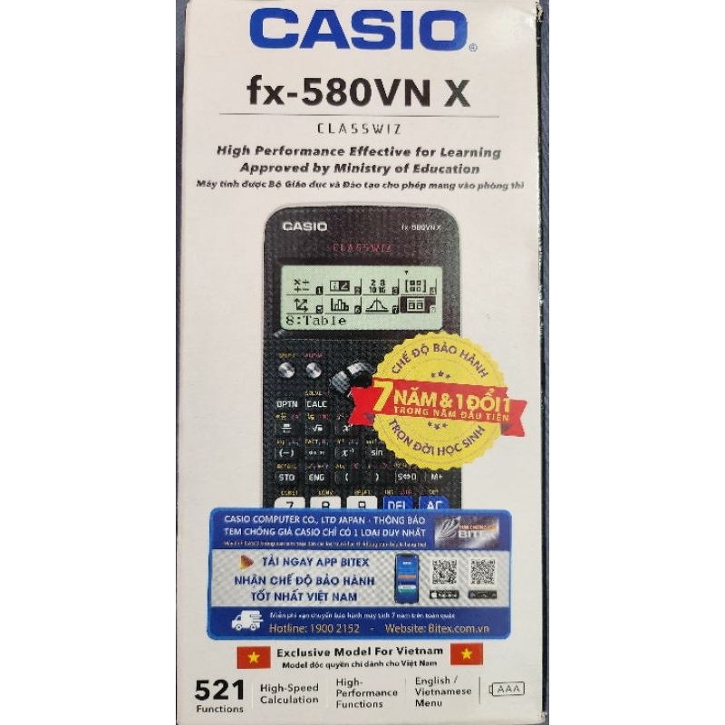 MÁY TÍNH HỌC SINH CẦM TAY FX580VN X CHÍNH HÃNG BẢO HÀNH 7 NĂM