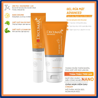 Combo Decumar Advanced gồm Gel ngừa mụn 20gr và Gel rửa mặt  50gr ngừa mụn kiềm dầu mụn