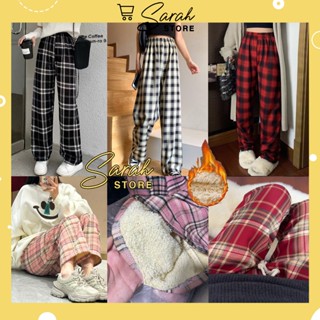 [ HÀNG DÀY DẶN] Quần Dạ Kẻ Hàn Ống Rộng Lót Lông, Dáng Suông Phối Kẻ Thời Trang mùa Đông Cho Nữ 172