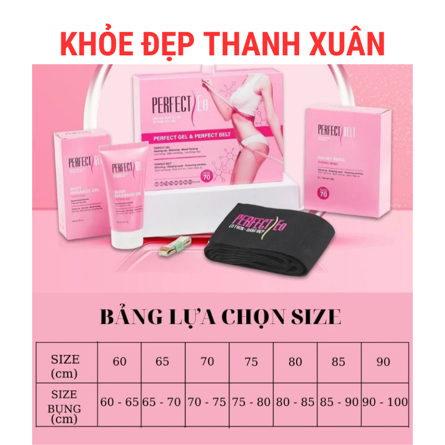 Perfect Eo Gel & Perfect Eo Belt – 3 đai nịt bụng và kem – 200gr/tuýp