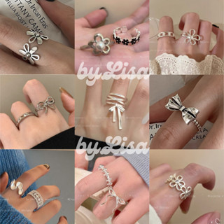 Nhẫn Nữ Mạ Bạc Phong Cách Aesthetic Sang Trọng - Set Nhẫn Kim Loại Đính Đá Màu by.Lisa