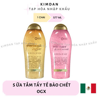   NK MỸ  SỮA TẮM TẨY TẾ BÀO CHẾT OGX 577ML DƯỠNG ẨM DA HƯƠNG HOA HỒNG MUỐI BIỂN CAFE 