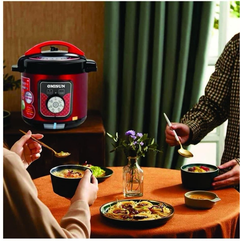 Nồi áp suất điện đa năng Omisun AS250 công suất lớn 1000w, van xả tự động