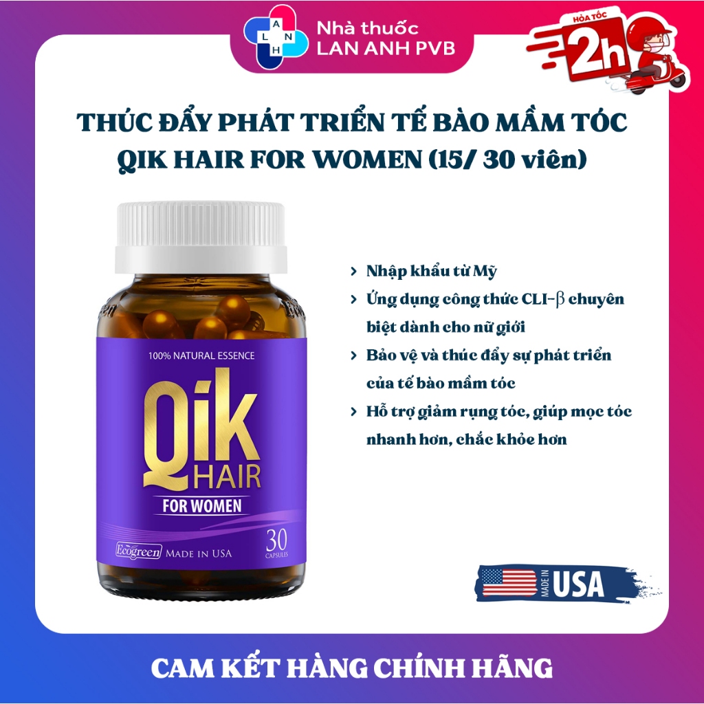 QIK HAIR FOR WOMEN (Hàng nhập khẩu) - Giúp giảm rụng tóc, mọc tóc chắc khỏe.