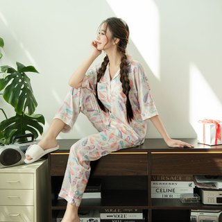 VIBES Pijama dài Lụa Latin cao cấp phom áo cánh dơi Aetheria x Fairy Long Py Set