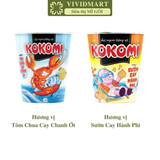 [LY LẺ] - MASAN - Mì ly Kokomi 2 vị: Sườn Cay Hành Phi và Tôm Chua Cay Chanh ớt (65g/ly) - Mì ăn liền Kokomi ly