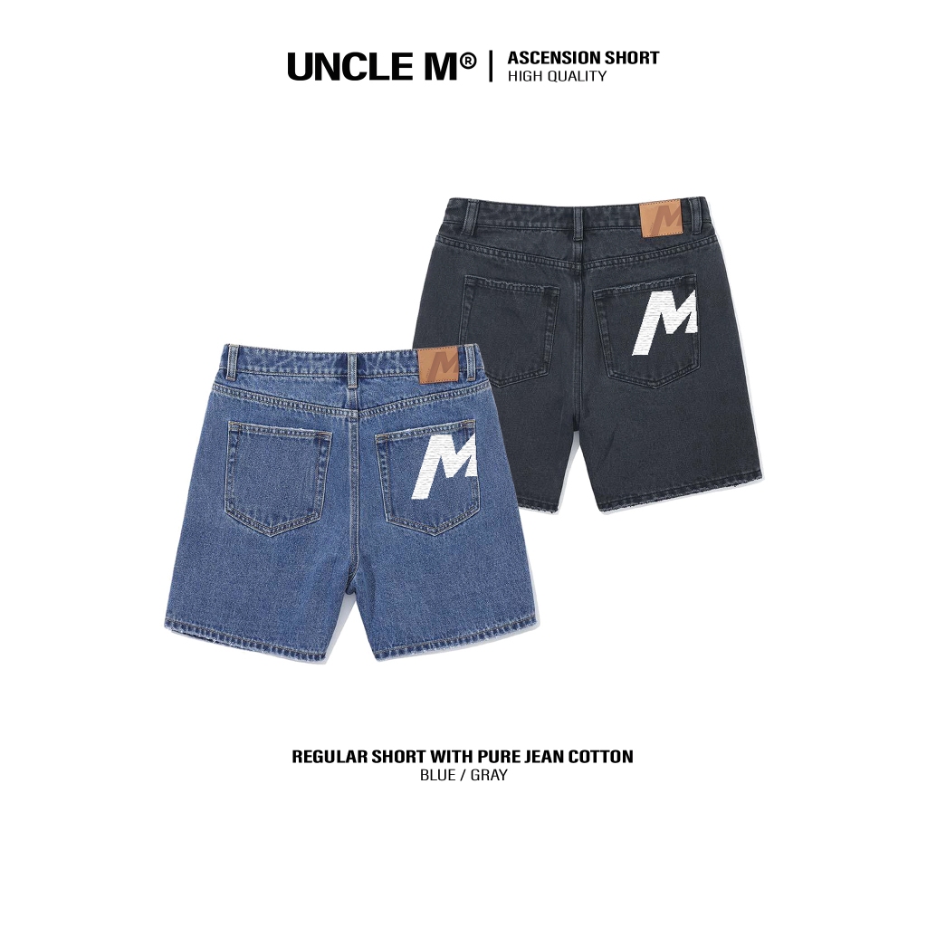 Quần short Uncle M vải jean nam nữ Unisex in lụa - Ascension Short