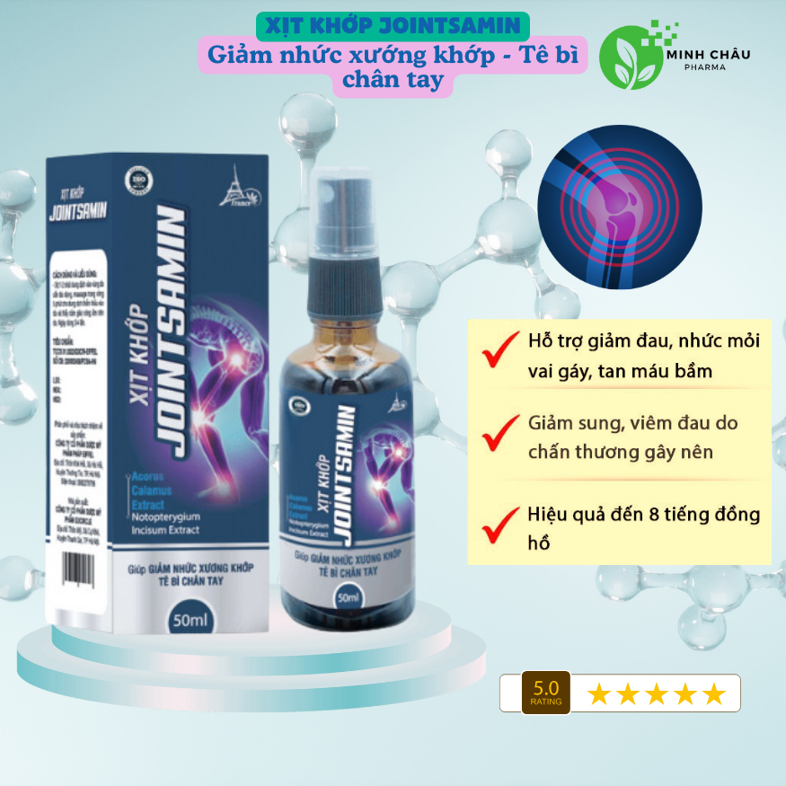 Xịt Khớp Joint Samin  Giảm Tình Trạng Thoái Hóa Đau Nhức Xương Khớp, Tê Bì Chân Tay Vai Gáy Lọ 50ml