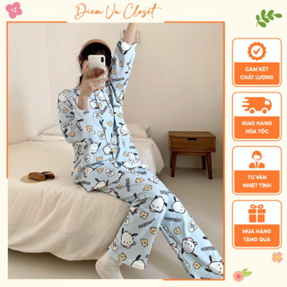 [HÌNH THẬT] Set pijama nữ nỉ cotton cổ tròn tay dài nhiều hoạ tiết giữ ấm, bộ ngủ nữ mặc nhà form rộng Quảng Châu