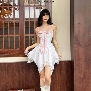 JUICY Đầm JUICY Jenni Dịu Dàng Với Chất Cotton Lụa Ngọt Ngào Đính Kèm Nơ Hồng Xinh Xắn