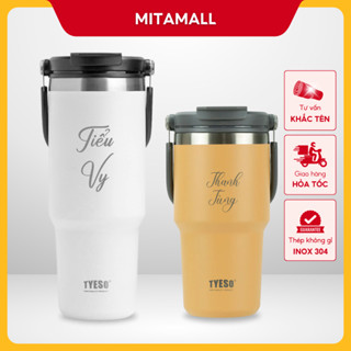 Bình giữ nhiệt khắc tên Tyeso 600ML-750ML-900ML, inox 304, có nắp đậy và ống hút, giữ nhiệt 8-12H