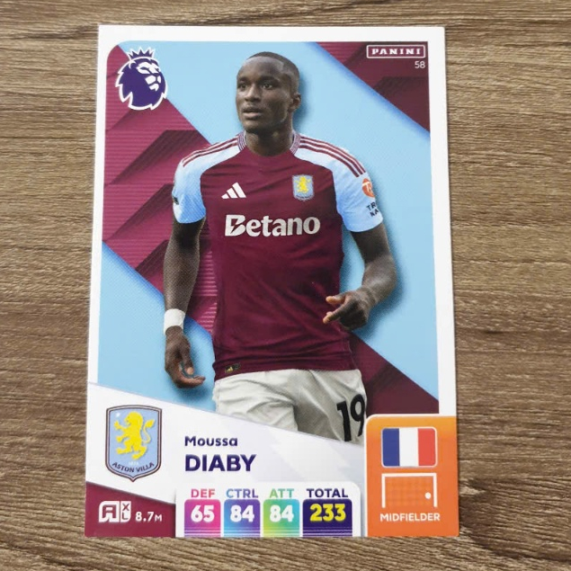 Thẻ cầu thủ Moussa Diaby #58 Aston Villa Panini Adrenalyn XL 2024/25