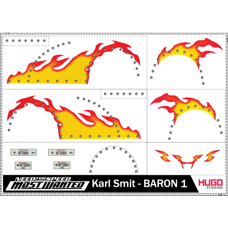 Hugo Studios Decal trượt nước Need For Speed - Most Wanted - Black List 10 - Baron tỉ lệ 1/64 chưa p