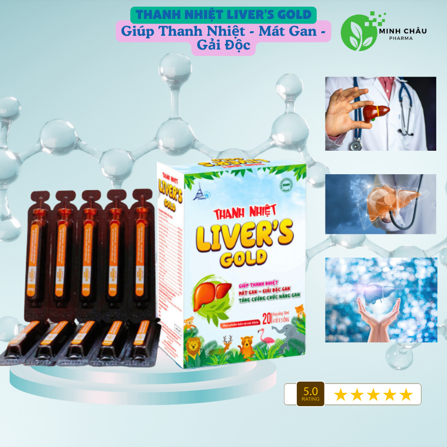 Thanh nhiệt Liver's Gold  Giúp thanh nhiết, mát gan, giải độc gan, mẩn ngứa, nổi mề đay. Hộp 20 Ống