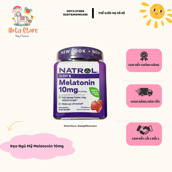 Kẹo Dẻo Hỗ Trợ Ngủ Ngon Melatonin Gummies Natrol 10mg, Loại 10mg 90 Viên