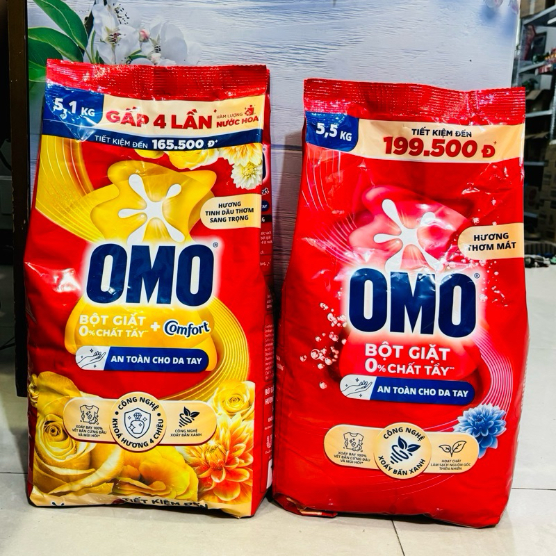  BỘT GIẶT OMO COMFORT TINH DẦU THƠM 5.1kg 5,5kg 4,3kg 2,9kg 2,6kg 1,15kg comfort,không hương 