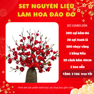    CÓ VIDEO HƯỚNG DẪN   Set nguyên liệu làm hoa ĐÀO MAI QUẤT kẽm nhung trưng Tết 2025 đầy đủ phụ kiện dễ làm Handmade 