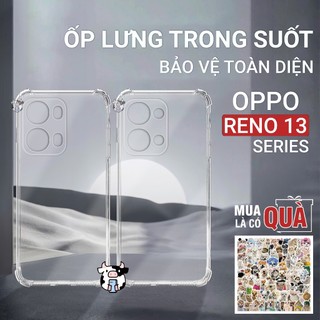 Ốp lưng Oppo Reno 13F, 13, 13 Pro 5G Cowcase trơn trong suốt | Vỏ điện thoại Oppo Reno13 bảo vệ camera toàn diện