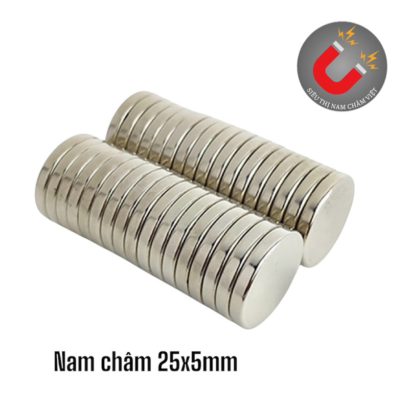 (N42)Nam châm đất hiếm lực hút siêu mạnh 25x5mm Nam châm trắng
