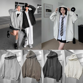 (KO XÙ KO BAI) Áo Khoác Hoodie Zip Nỉ Bông Nỉ Lót Lông Nhung Trơn Form Rộng Nam Nữ Unisex Áo Khoác Nỉ Bông bigsize 110kg