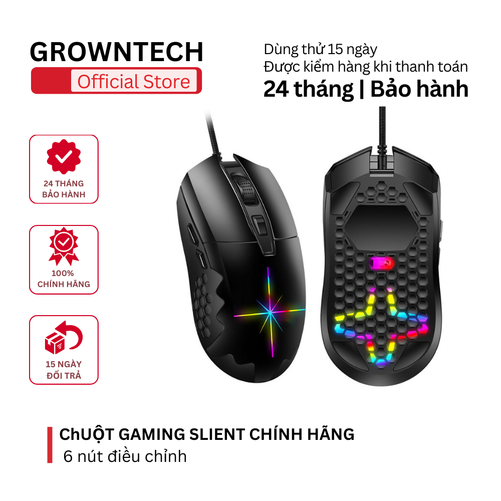 Chuột gaming silent chính hãng Deiog A6 DPI 16000 app marco led rgb 6 nút điều chỉnh