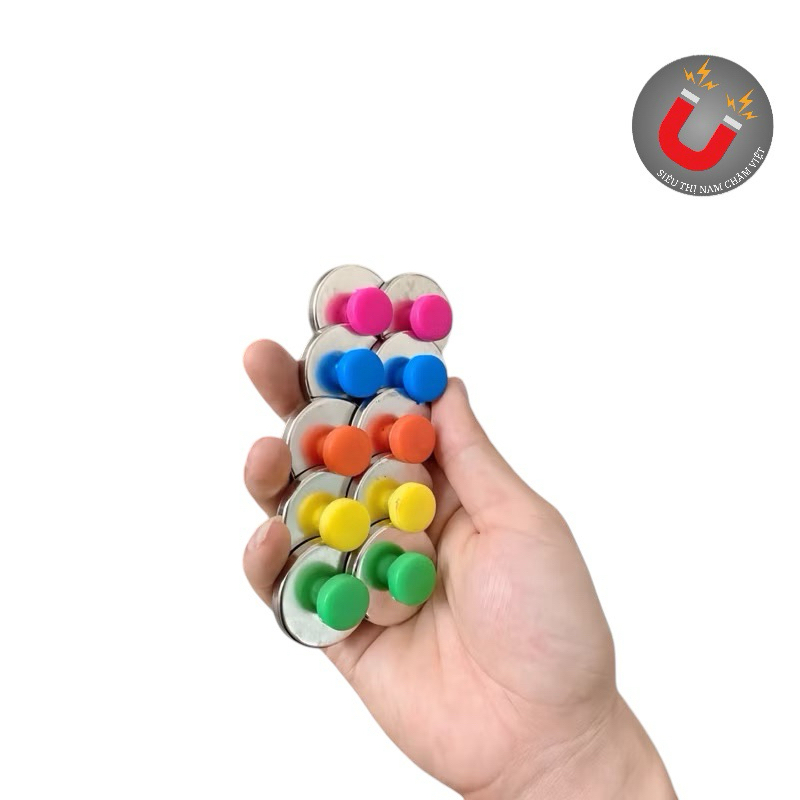 Bộ 10 Nam châm đính bảng D32mm. Nam châm dạy học nhiều màu sắc