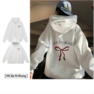 ÁO KHOÁC HOODIE FROM CHUẨN NAM NỮ , KHÔNG KHÓA KÉO ,HỌA TIẾT NƠ LAVIE.EN.ROSE