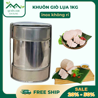 Khuôn Làm Giò Lụa Nắp Thụt Inox 1kg Chất Lượng Tốt , Khuôn Làm Giò Chả Truyền Thống Thông Dụng