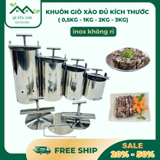 Khuôn làm giò xào inox 0,5kg & 1kg ,2kg, 3kg dụng cụ làm giò chả tết cổ truyền