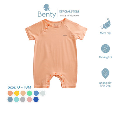 Bộ body cộc tay cài chéo BENTY màu trơn, thiết kế tiện lợi,vải an toàn da bé từ 0 đến 18 tháng