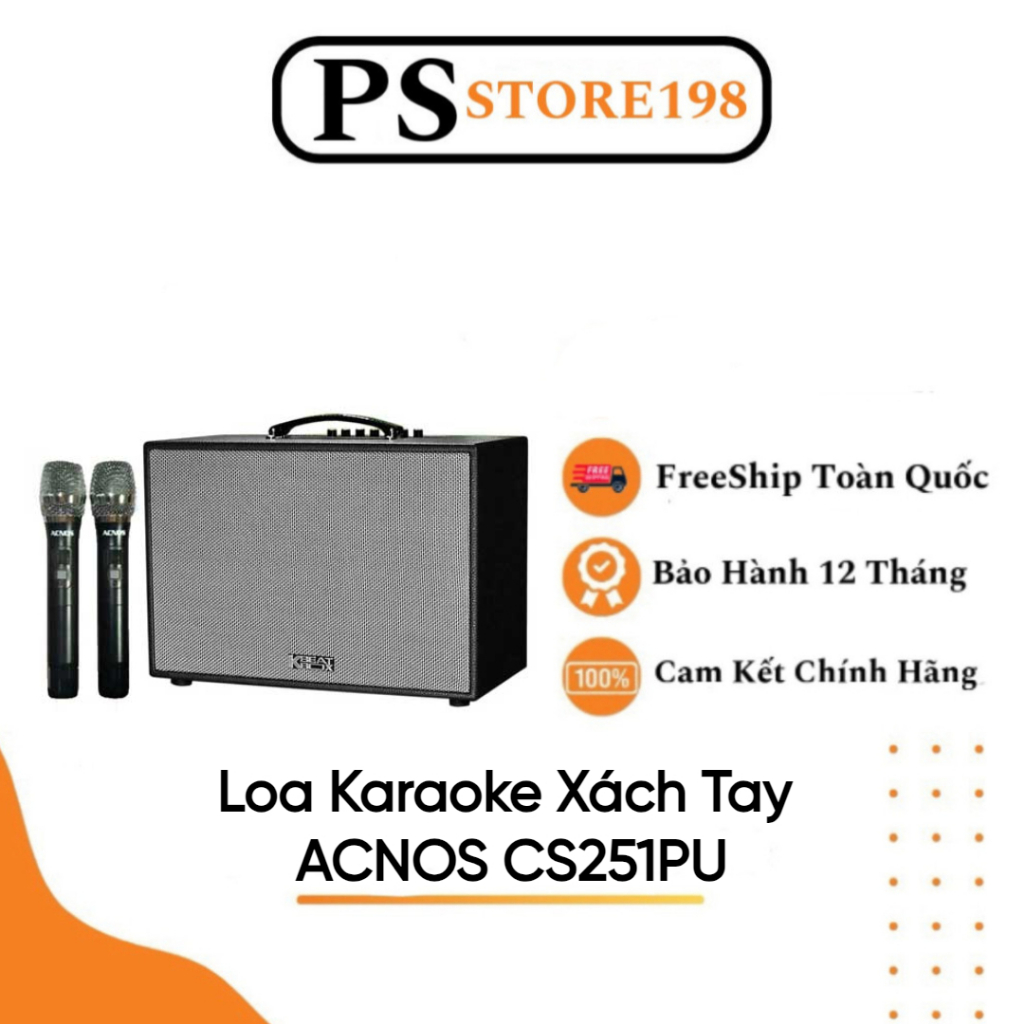 Loa Karaoke Xách Tay ACNOS CS251PU 350W Tặng Kèm 2 Mic và LG Xboom Go PL7 30W chính hãng