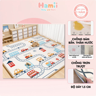 Thảm Cuộn Cho Bé Umoo Cao Cấp Dày 1,5cm, Bề Mặt Chống Nước, Chống Trơn Trượt An Toàn Cho Bé Từ 0 Đến 6 Tuổi