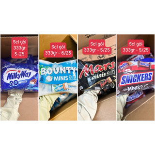 Socola gói nhân dừa Bounty, Mars, Snickers, Milky Way Chocolate 333g (date t5,6-25)